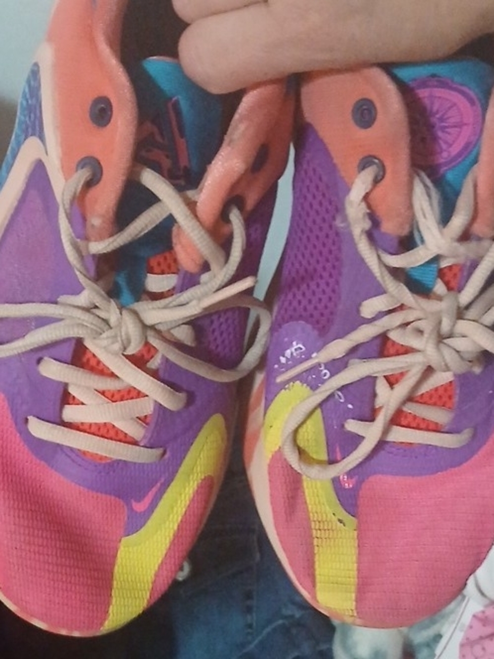 Nike Freak 4 Color Block Sneakers in Pink & Purple